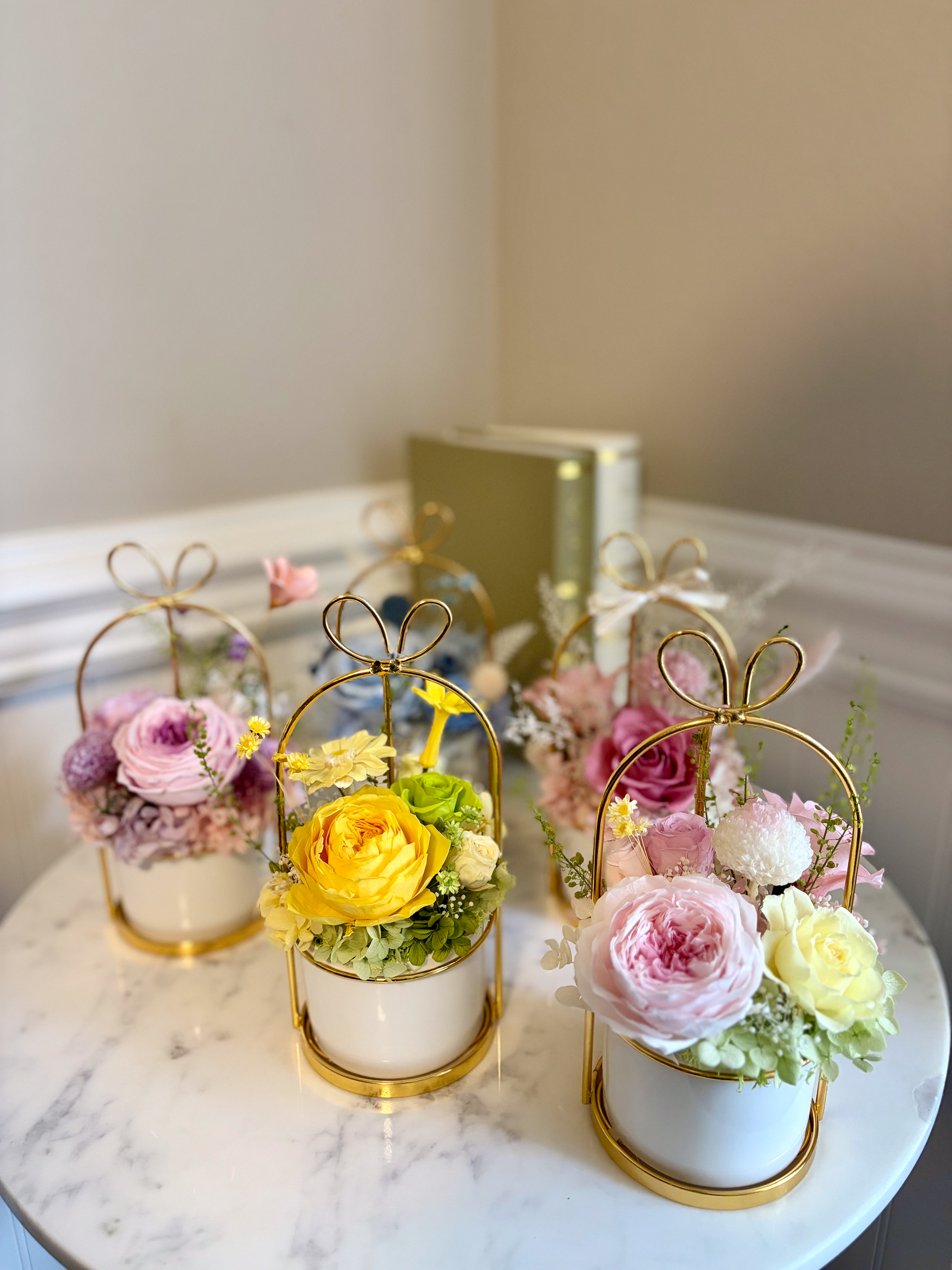 Heart-shaped preserved floral arrangement