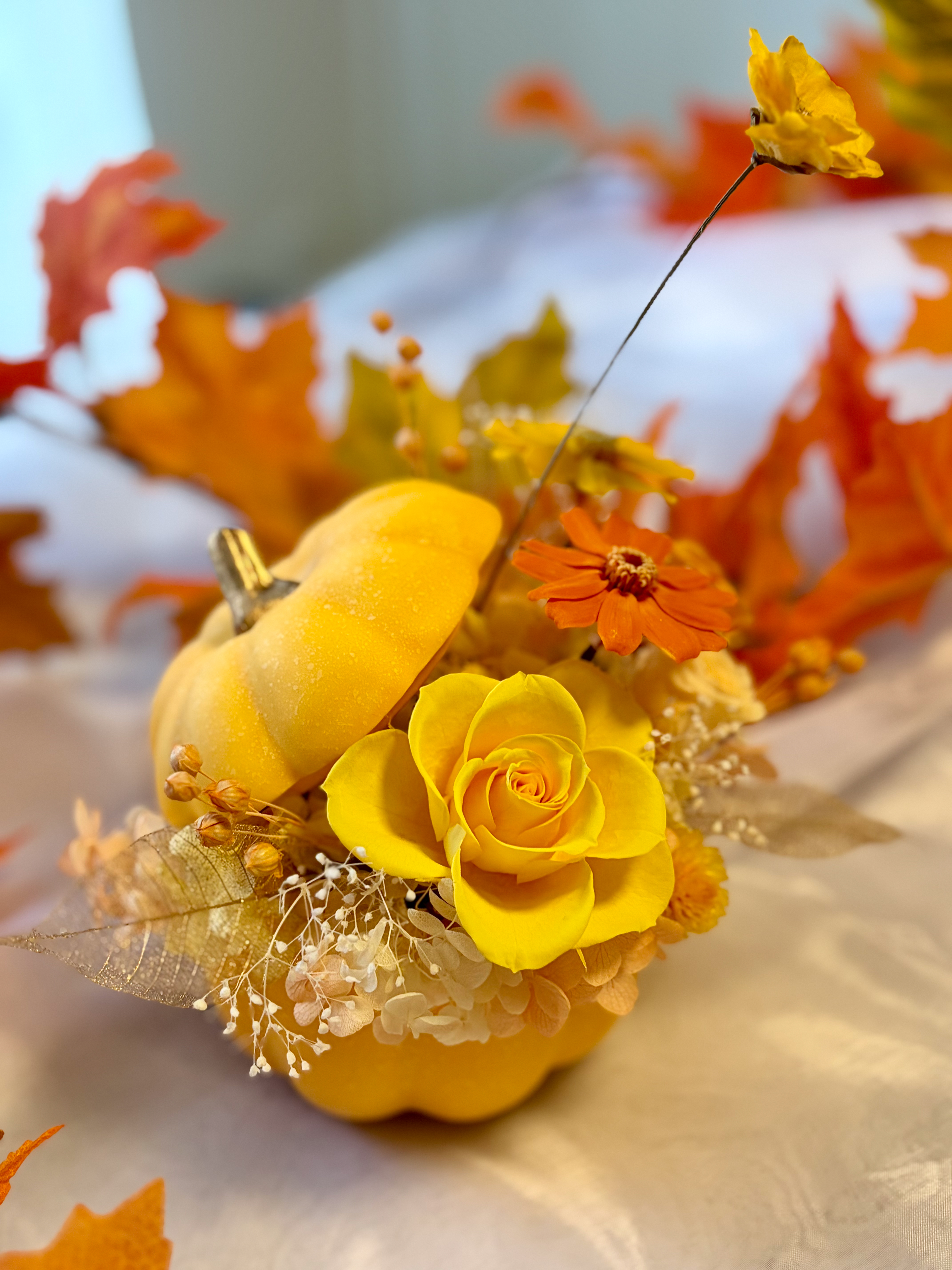 Yellow Pumpkin Floral Diffuser